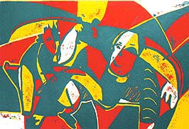 linocut printing proces colour