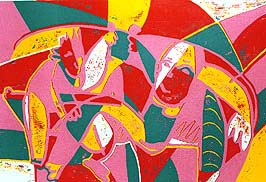 linocut printing proces colour