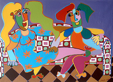 painting love couch couple tickle