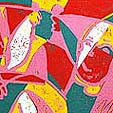 printing proces linocut happy hour silkscreen
