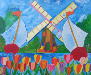 Hollands landschap geschilderd tijdens familiefeest