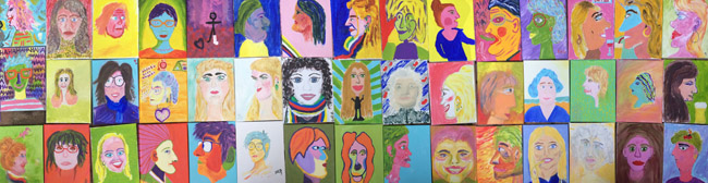 Portretten gemaakt tijdens workshop karikatuur schilderen met moeders en dochters