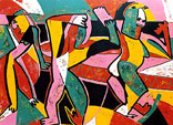 Linosnedes in alle soorten en maten, gemaakt volgens de methode Picasso