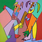 Acryl art painting Can I have this dance, he is so impressed by her that he wants know more of her