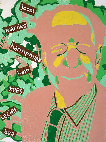 portret van boomkweker van Iersel, het is een portret in linosnede in opdracht